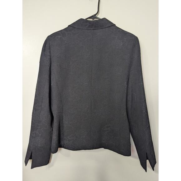 Blacker by Stanley Blacker Blazer Womens Size 14 Black Textured Jacket  Buttons - Picture 9 of 10